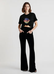 High Waist Velvet Wide Leg Velour Flare Pants