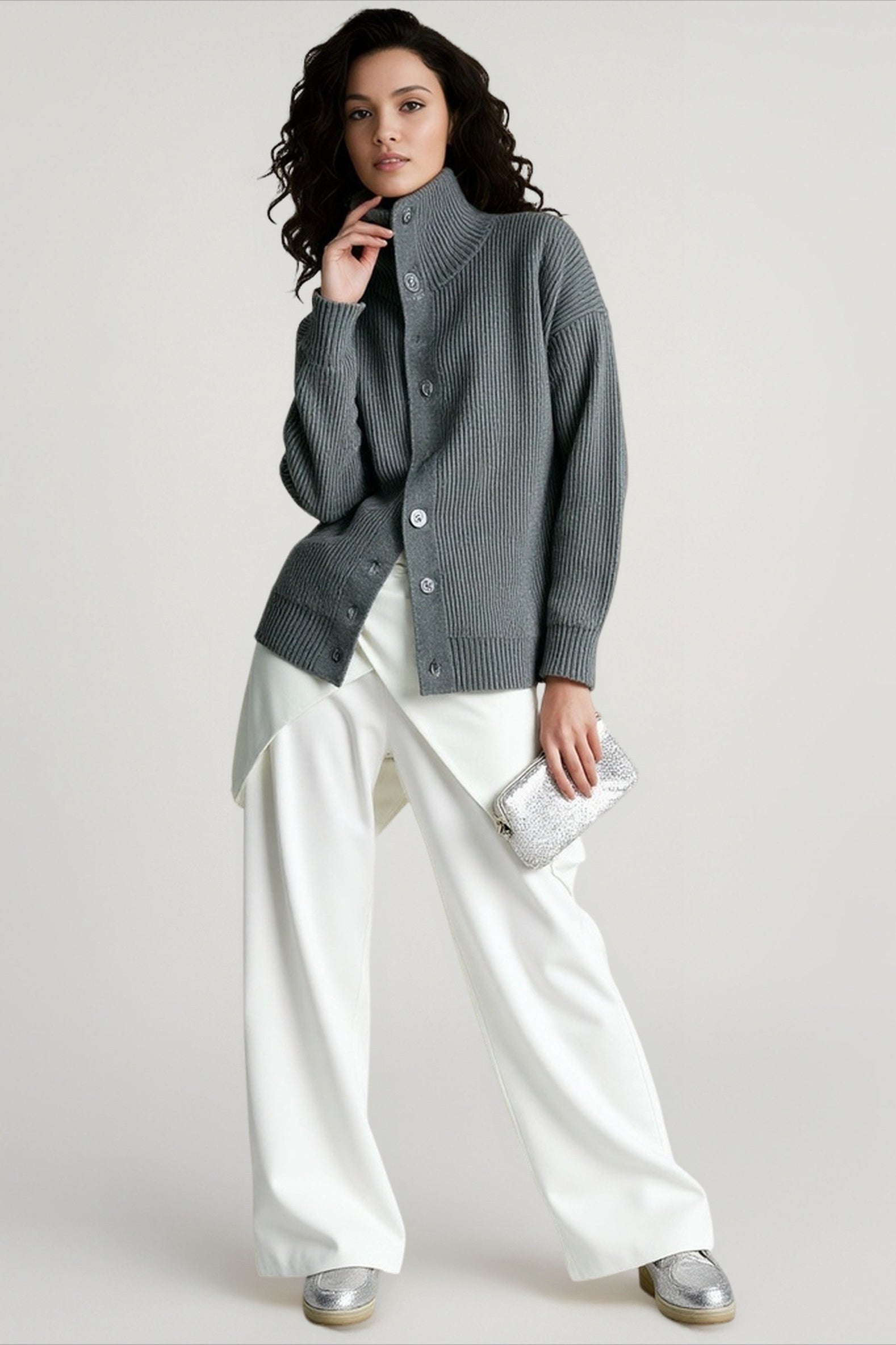 Ribbed Single Breasted Cardigan