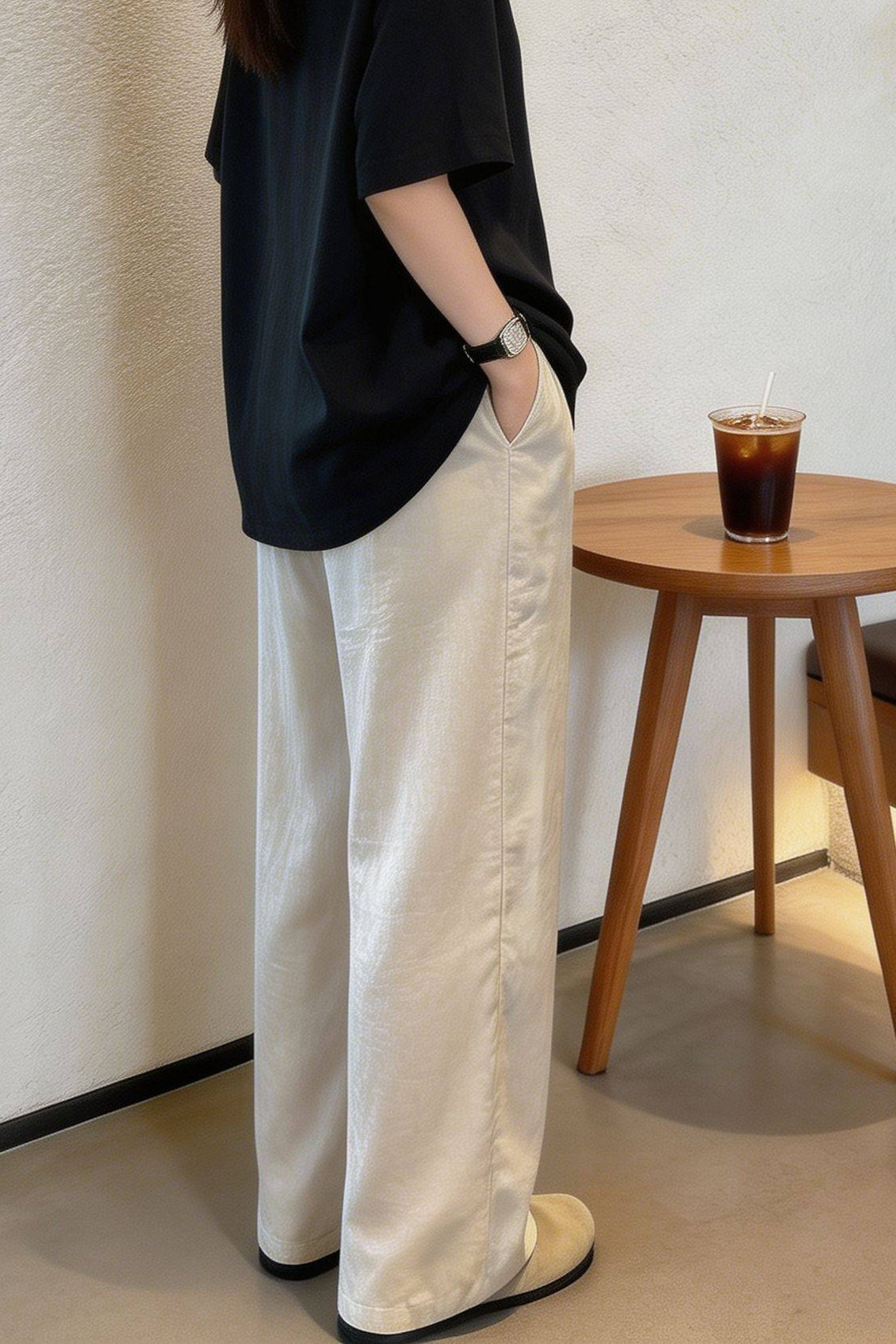 Breezy Linen Blend Straight Leg Casual Pants