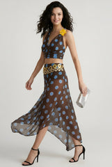 Polka Dot Mesh High Waist Vacation Skirt