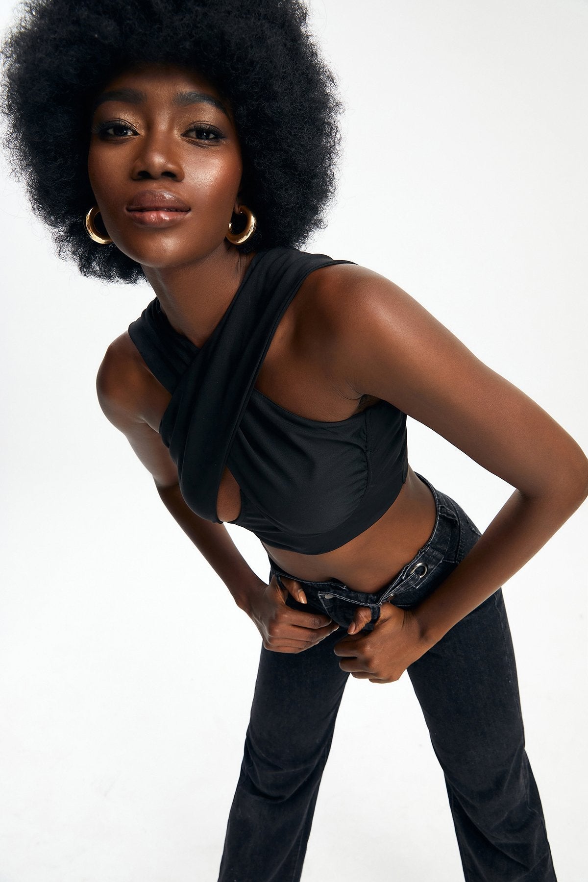 Cut Out Cross Wrap Tank Top