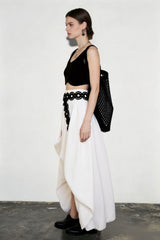 Cotton Tulip Hem Asymmetric Skirt