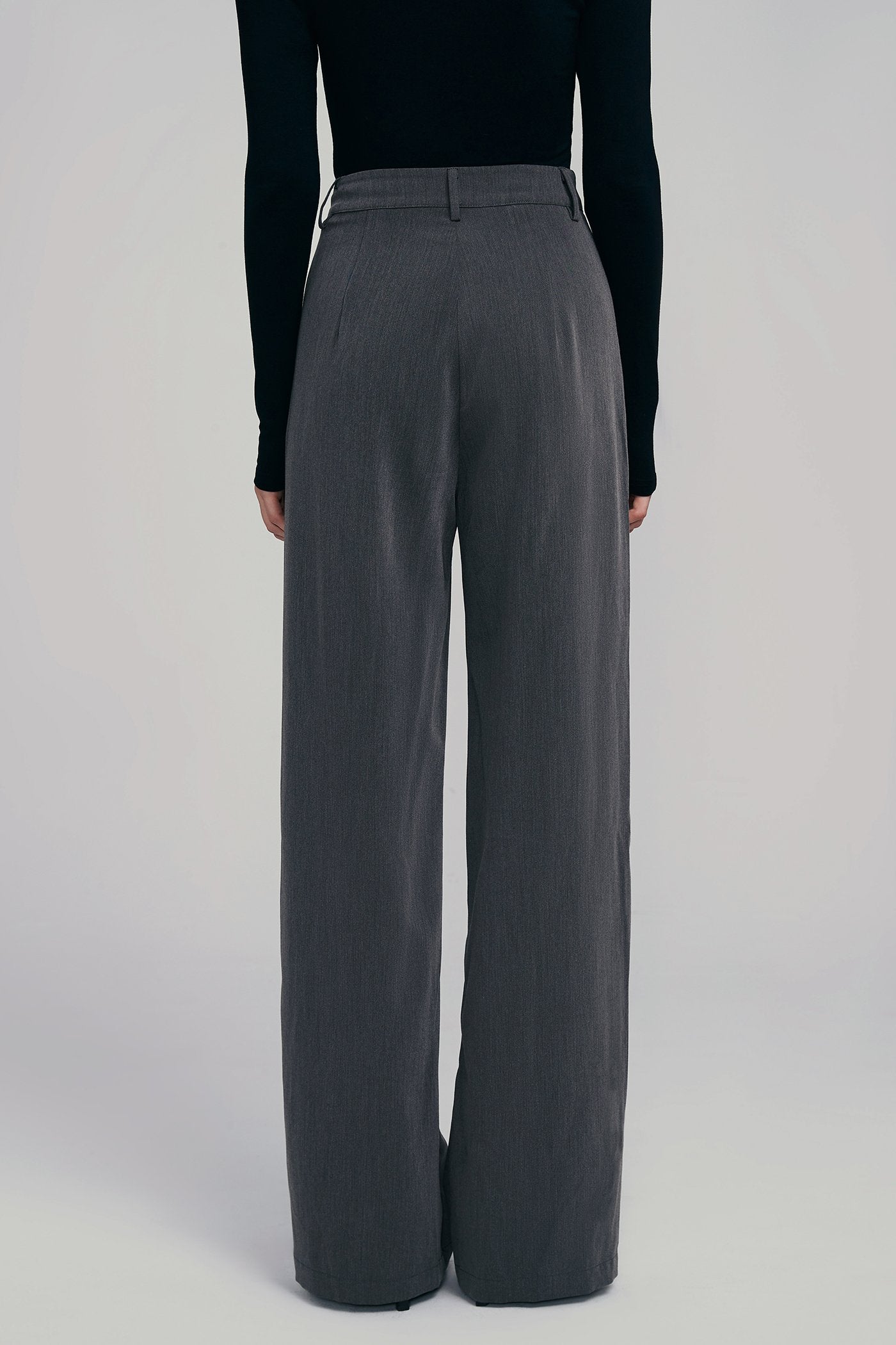 High Waist Dual Pocket Draped Wide Leg Pants