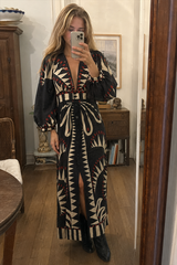 Retro Floral Long Sleeve Boho Dress