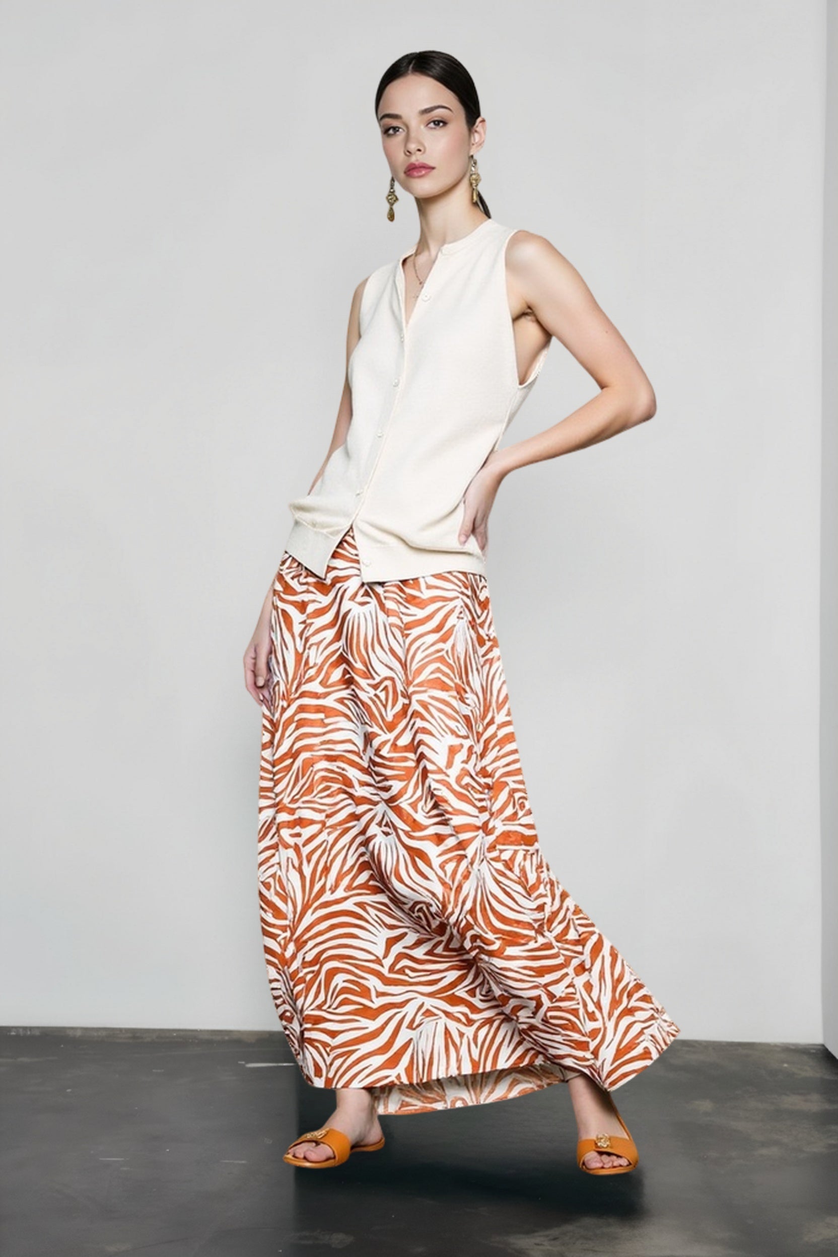 Elegant Zebra Print Umbrella Vacation Skirt