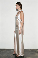 Deep V-Neck Halter Party Dress