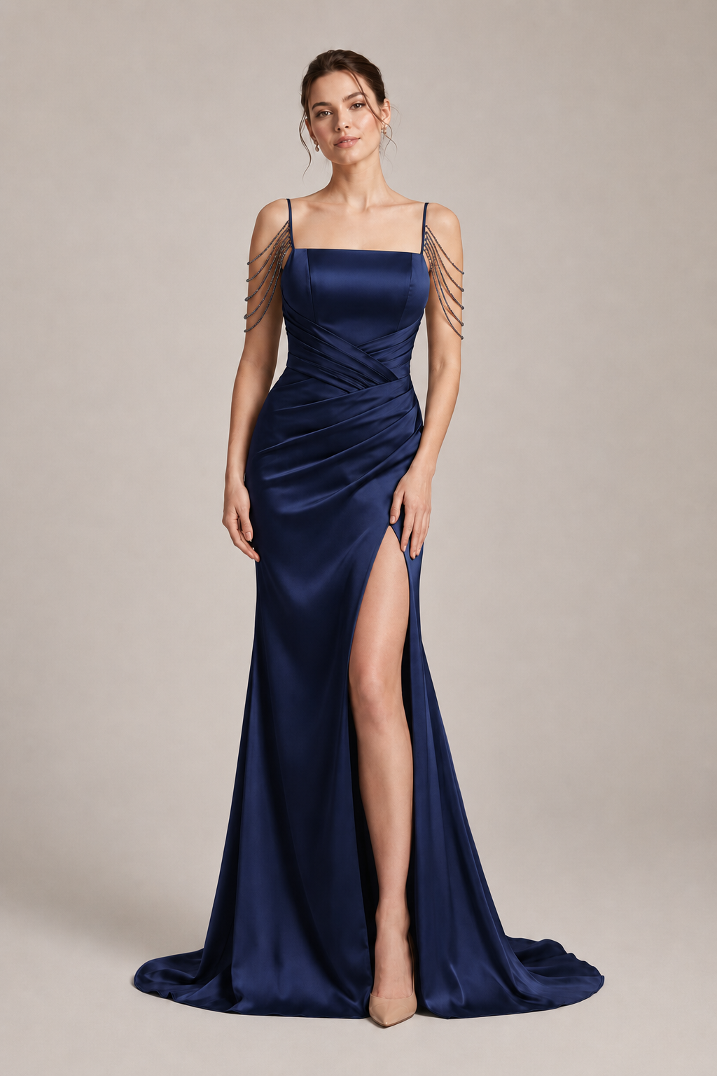 Satin Spaghetti Strap Mermaid Party Dress
