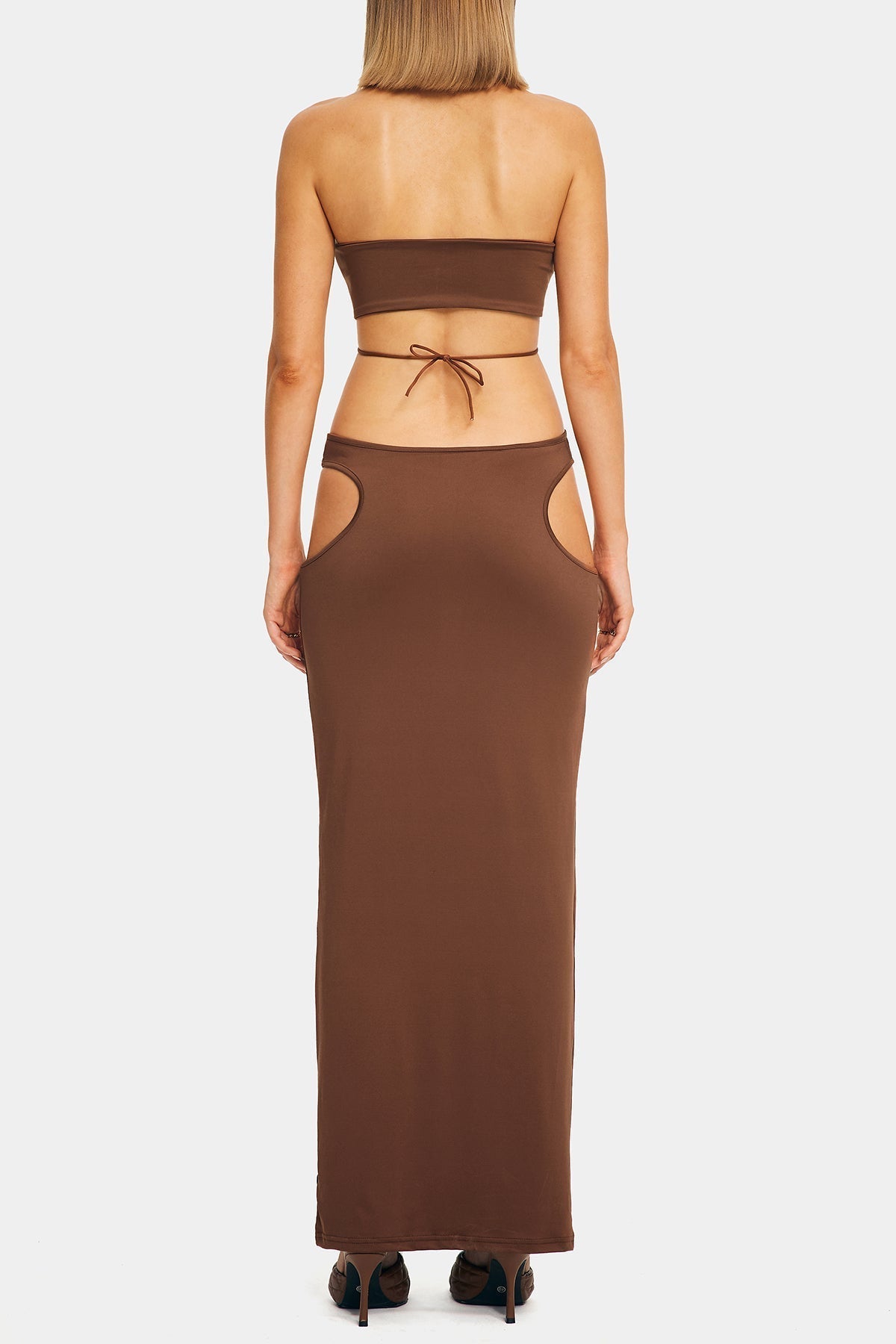 Cut Out Backless Solid Maxi Dress