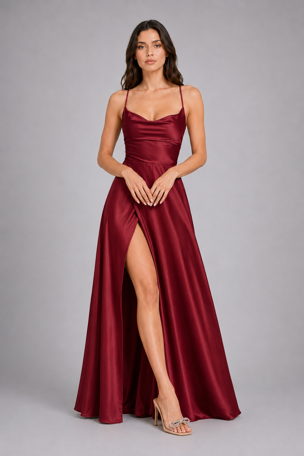 Elegant Spaghetti Strap Ruched Formal Dress