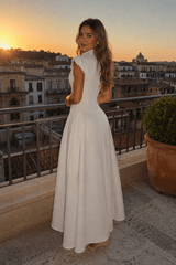 Solid Sleeveless Ruched Waist Elegant Dress