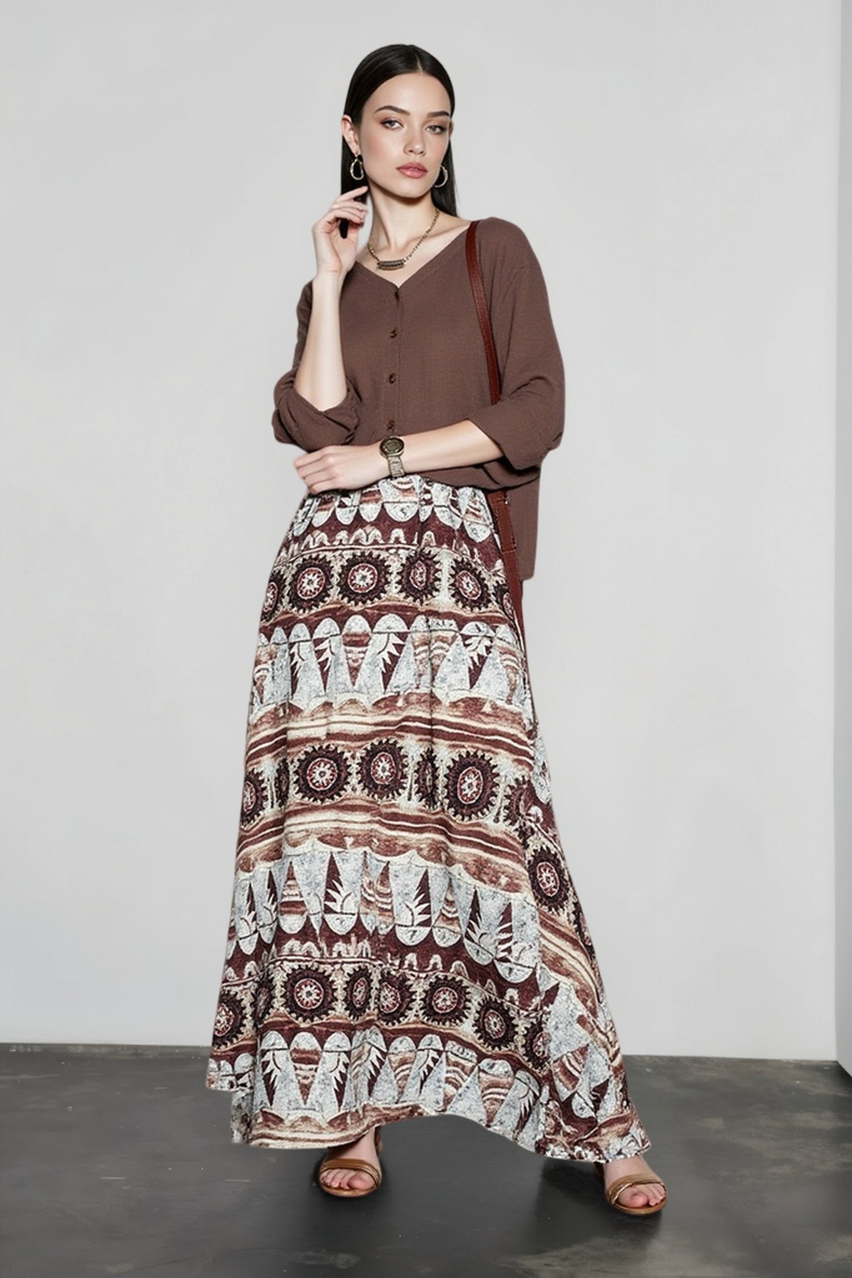 Boho Print Exotic Vacation Skirt