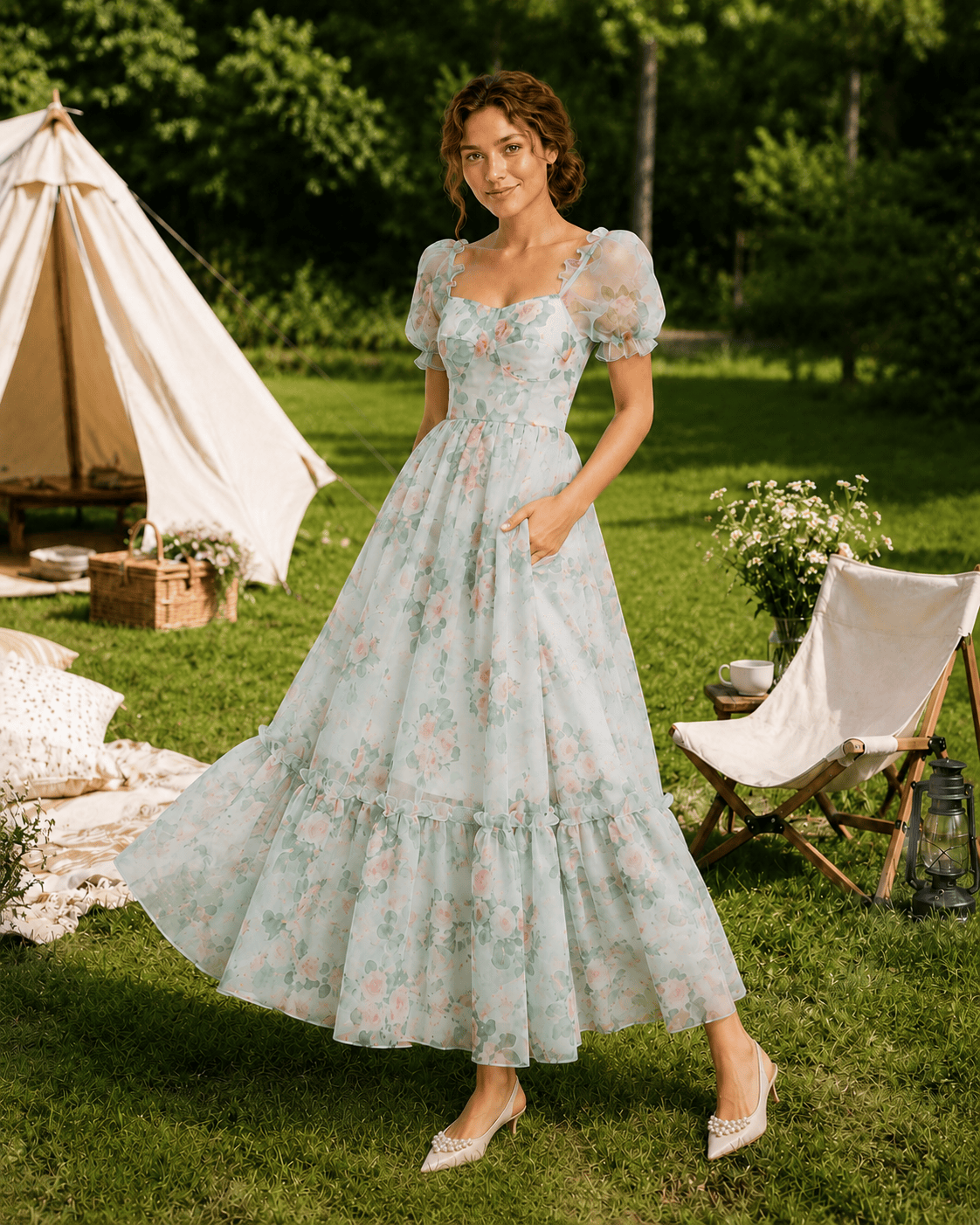 Vintage Evening Maxi Floral Dress