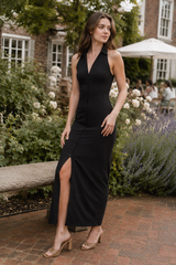Sleeveless V-Neck Split Midi Dress