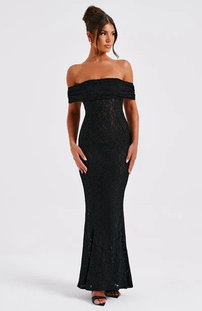 Lace Backless Dress With Shawl
