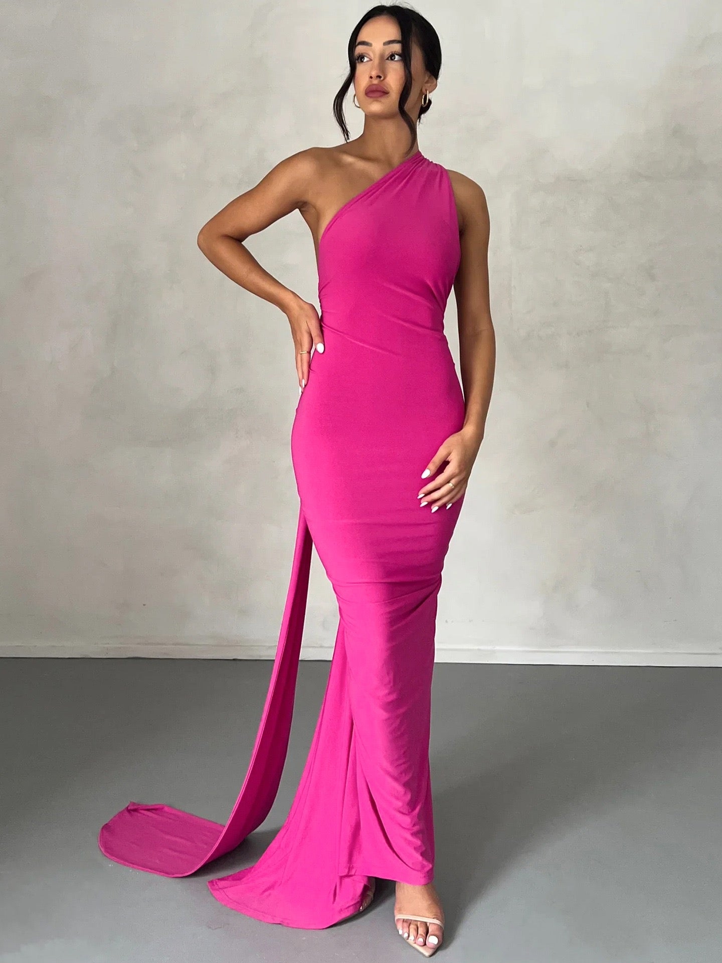 Premium Jersey Cowl Neck Backless Maxi Dress