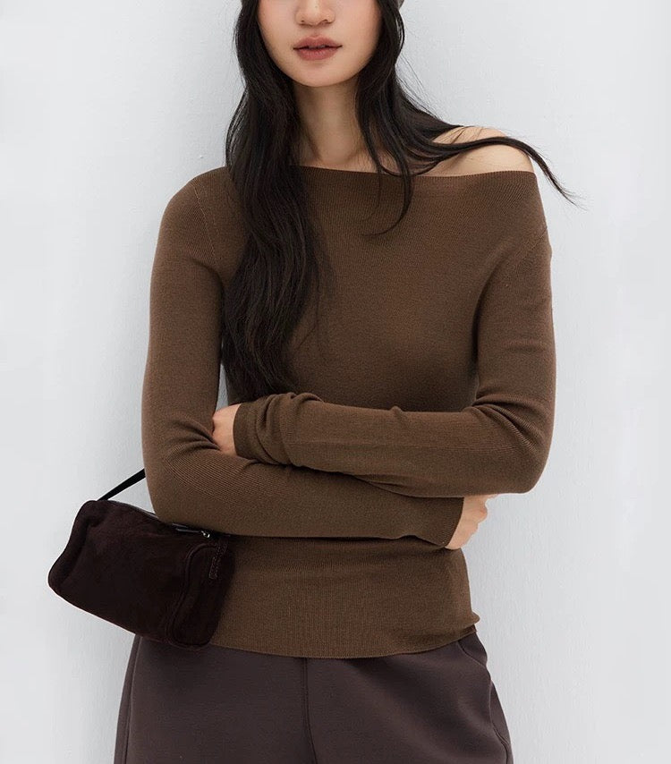Wool-Blend Hem Knit Top