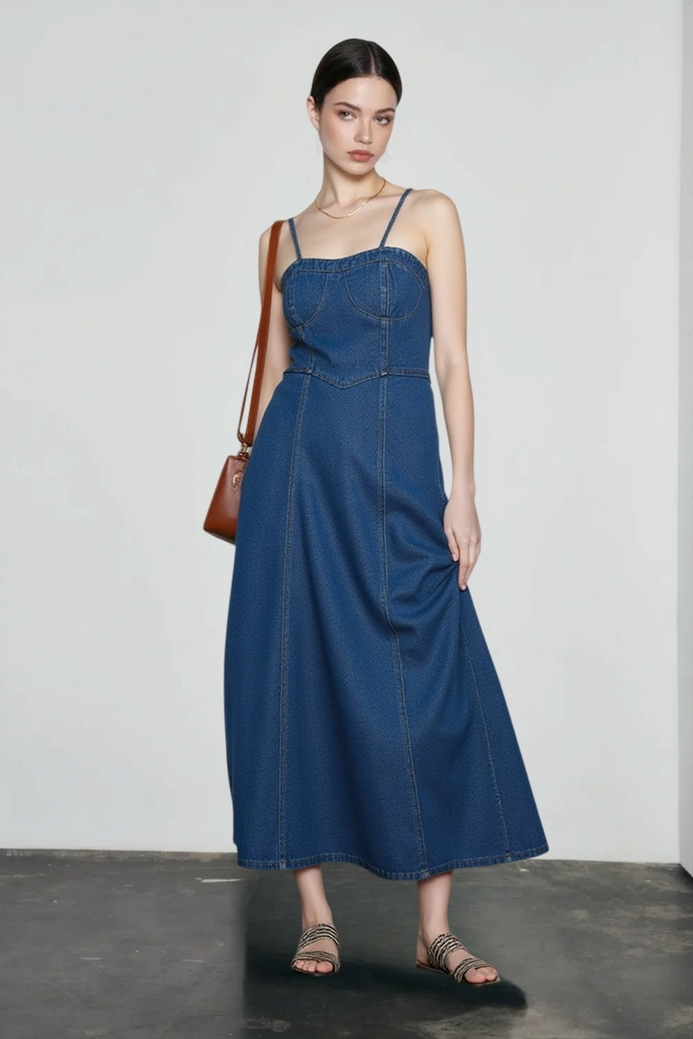Sleeveless Washed Denim Dress