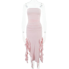 Ruffled Hem Slit Maxi Dress
