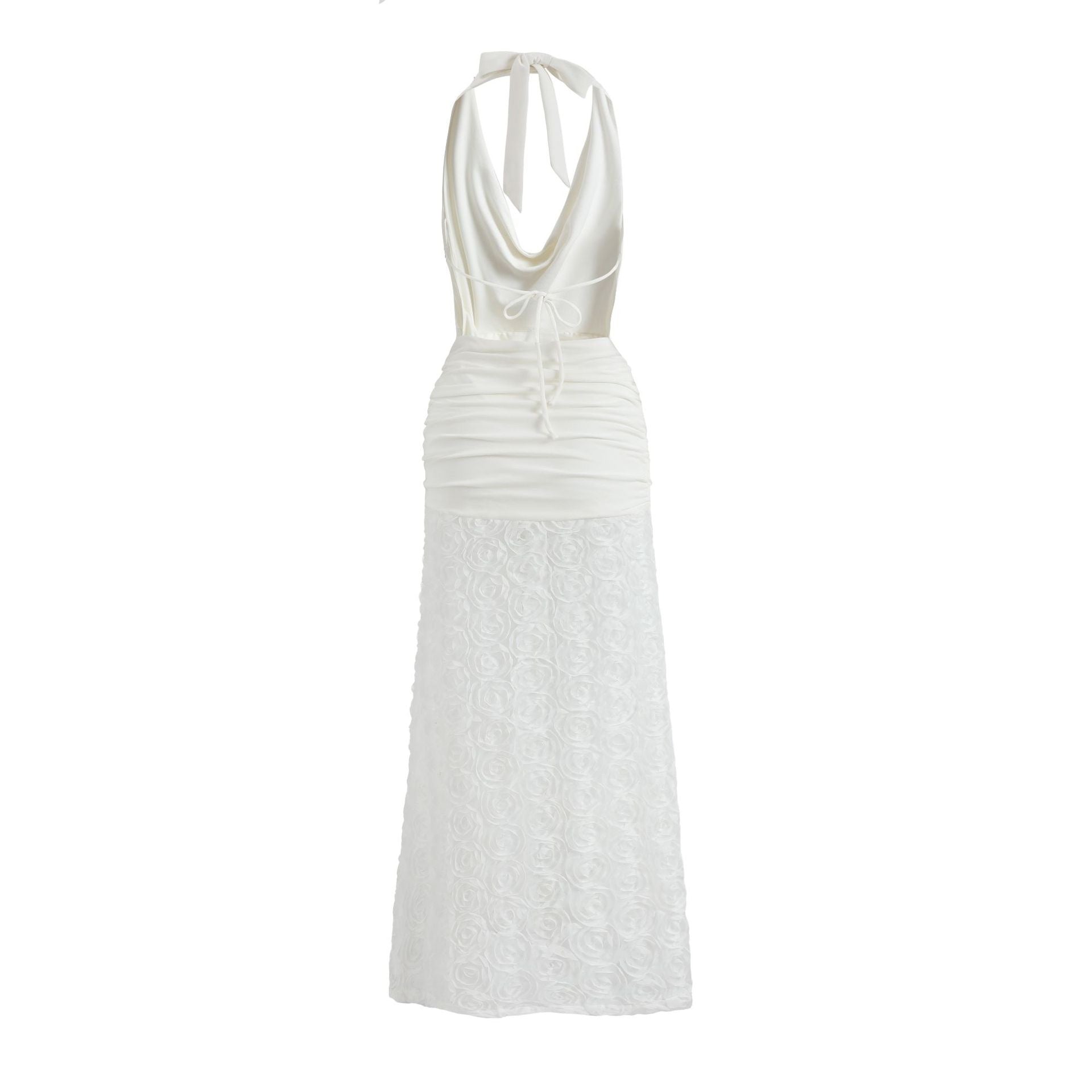 Halter Neck Floral Lace Dress