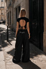 Embroidered Cargo Street Straight Leg Pants