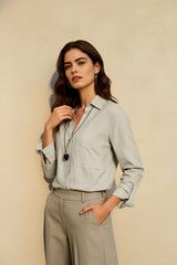 Pure Linen Casual Button Down Blouse