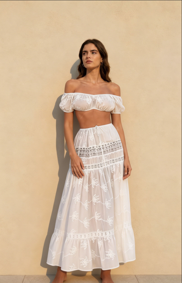 Pure Desire Crop Camisole High - Waist Skirt Set