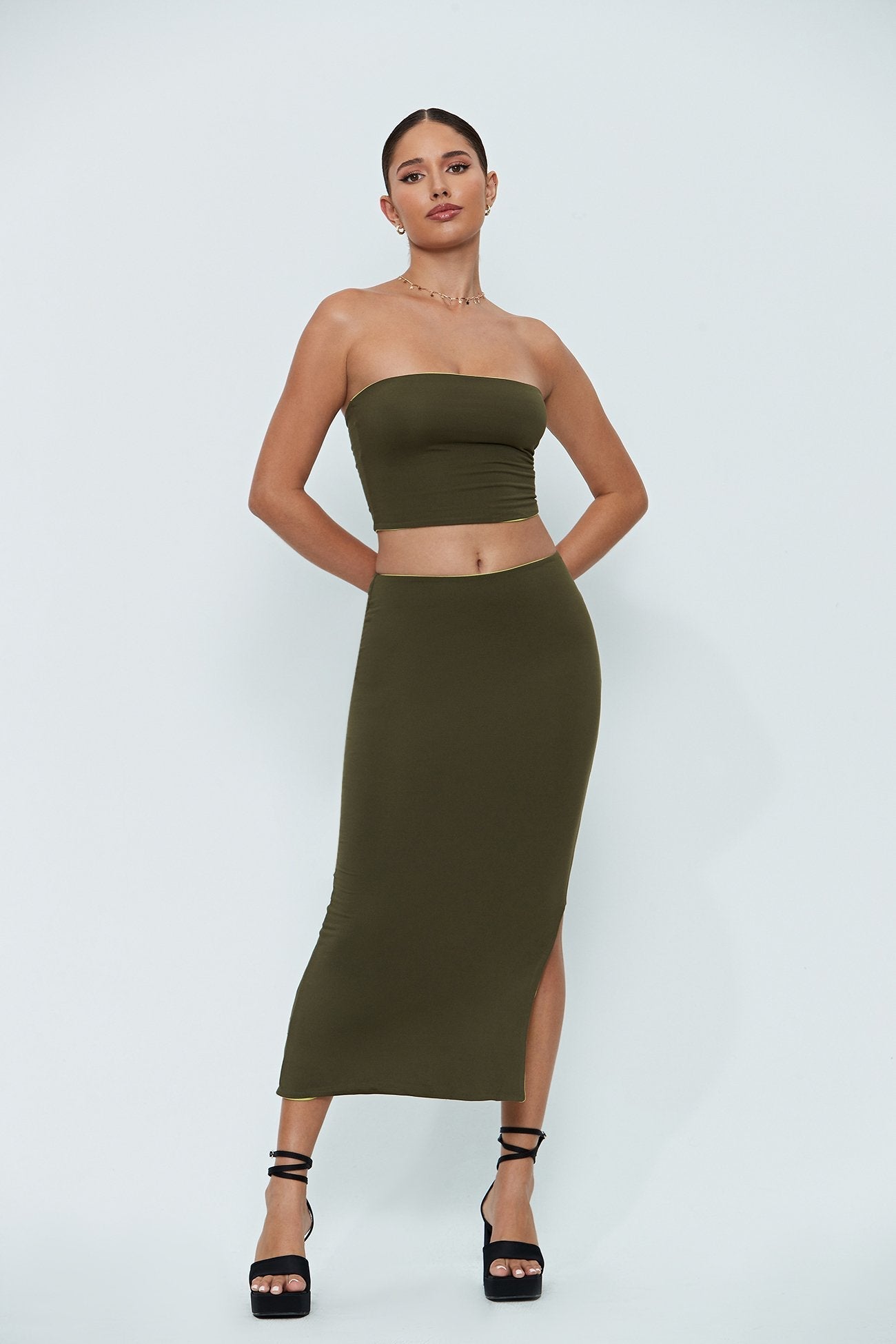 Reversible Split Hem Maxi Skirt