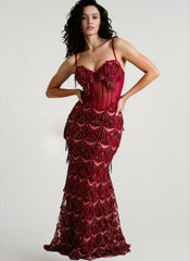 Elegant Spaghetti Strap A-Line Bodycon Maxi Sequin Dress