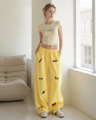 Street Style Embroidered Baggy Pants