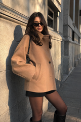 Relaxed Fit Short Wool Blend Jacket