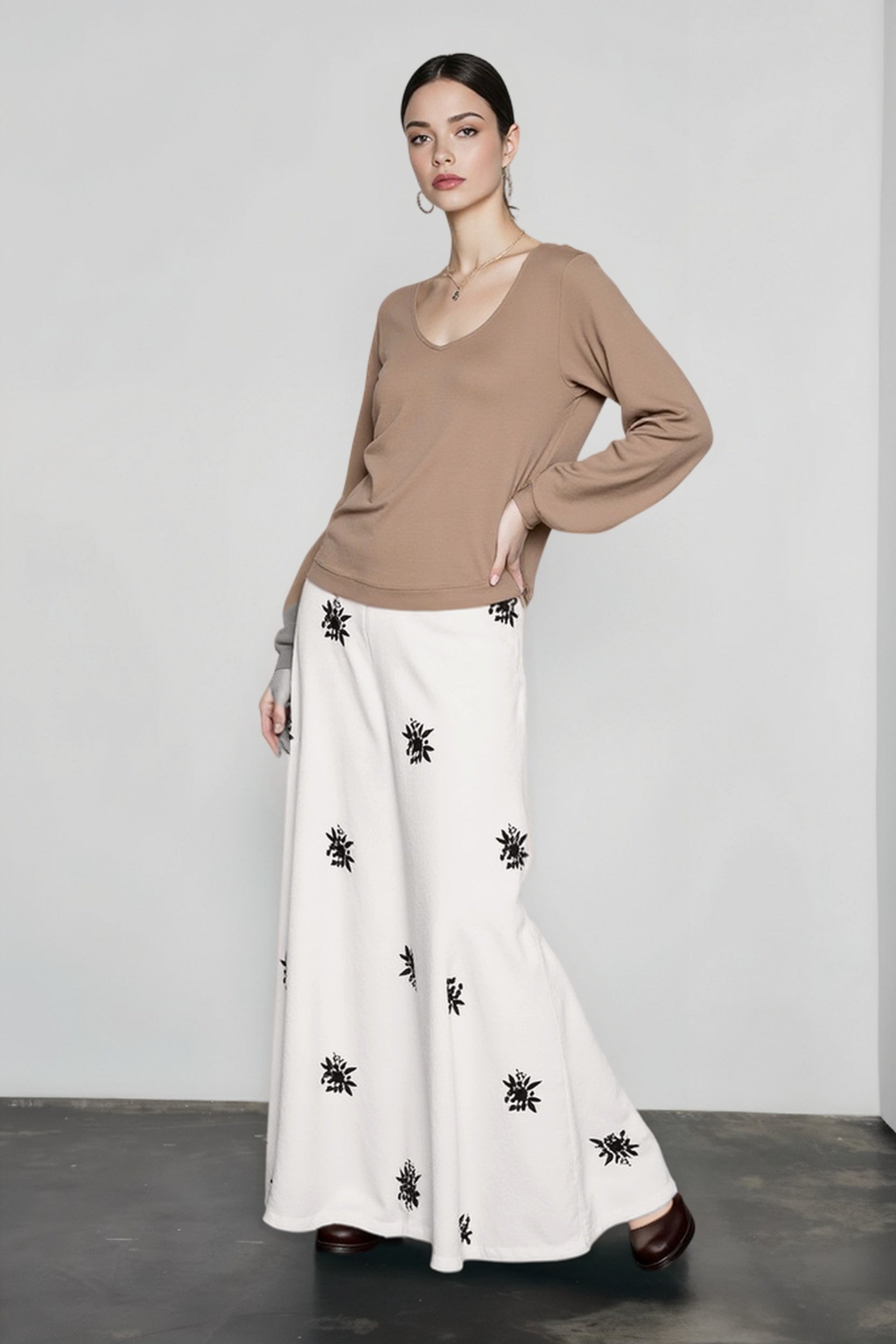 Embroidered Linen Lace Vacation Skirt