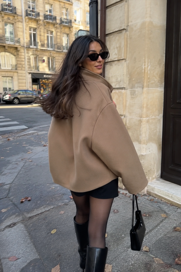 Relaxed Fit Short Wool Blend Jacket