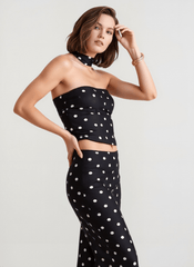 Polka Dot Strapless Crop Two Pieces Set