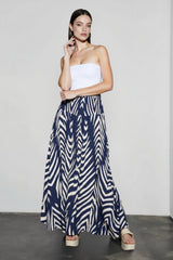Leaf Print Flowy Casual Vacation Skirt