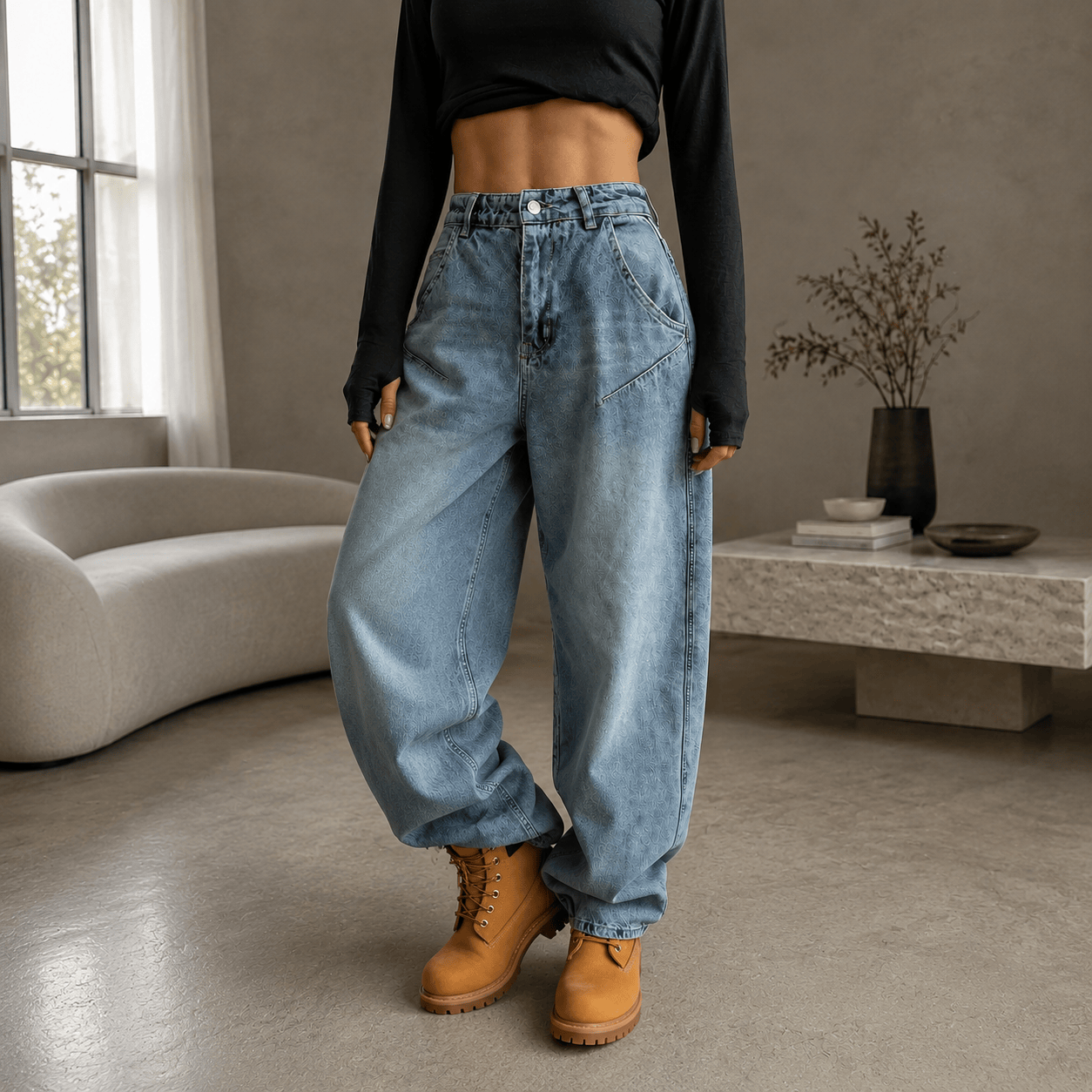 Vintage Low Rise Washed Jeans