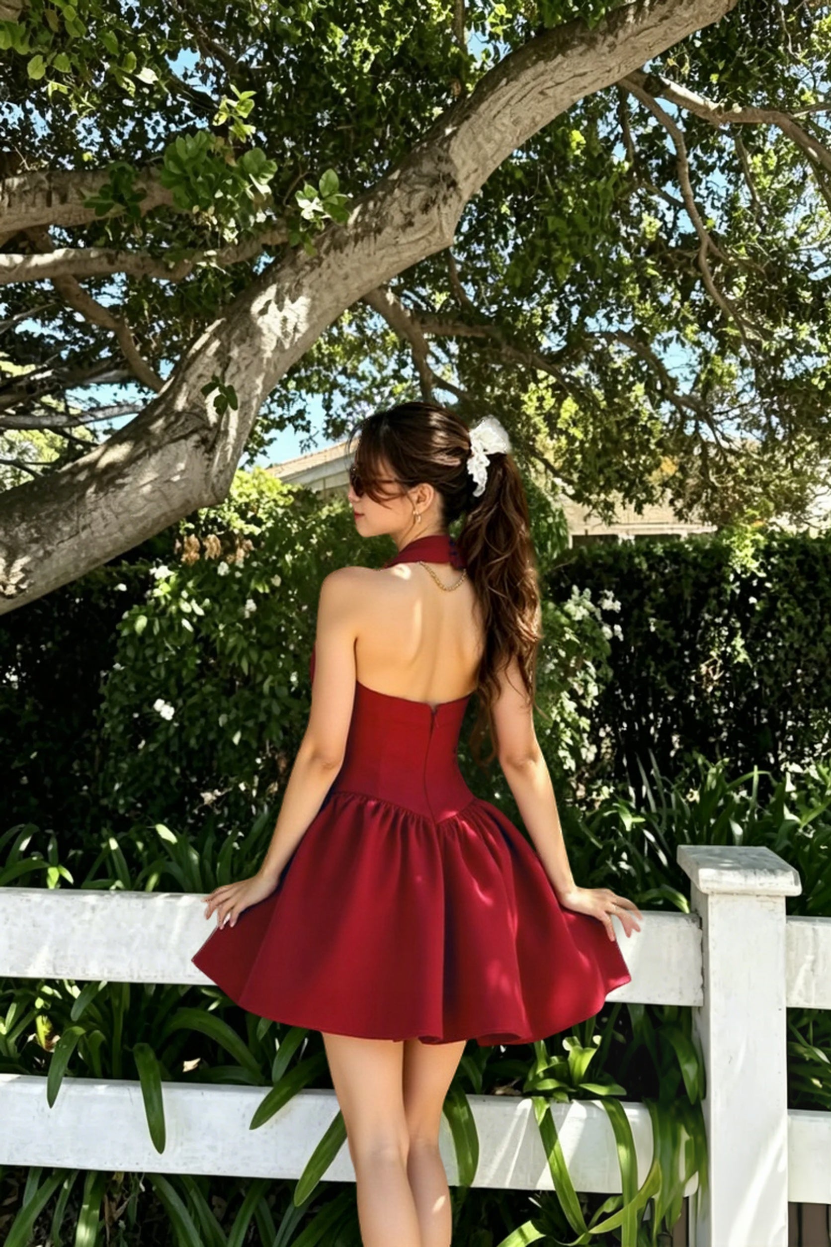 Low-Back Ruffle Mini Party Dress