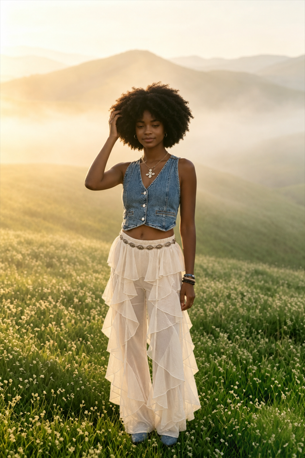 Mesh Patchwork High Waist Pant