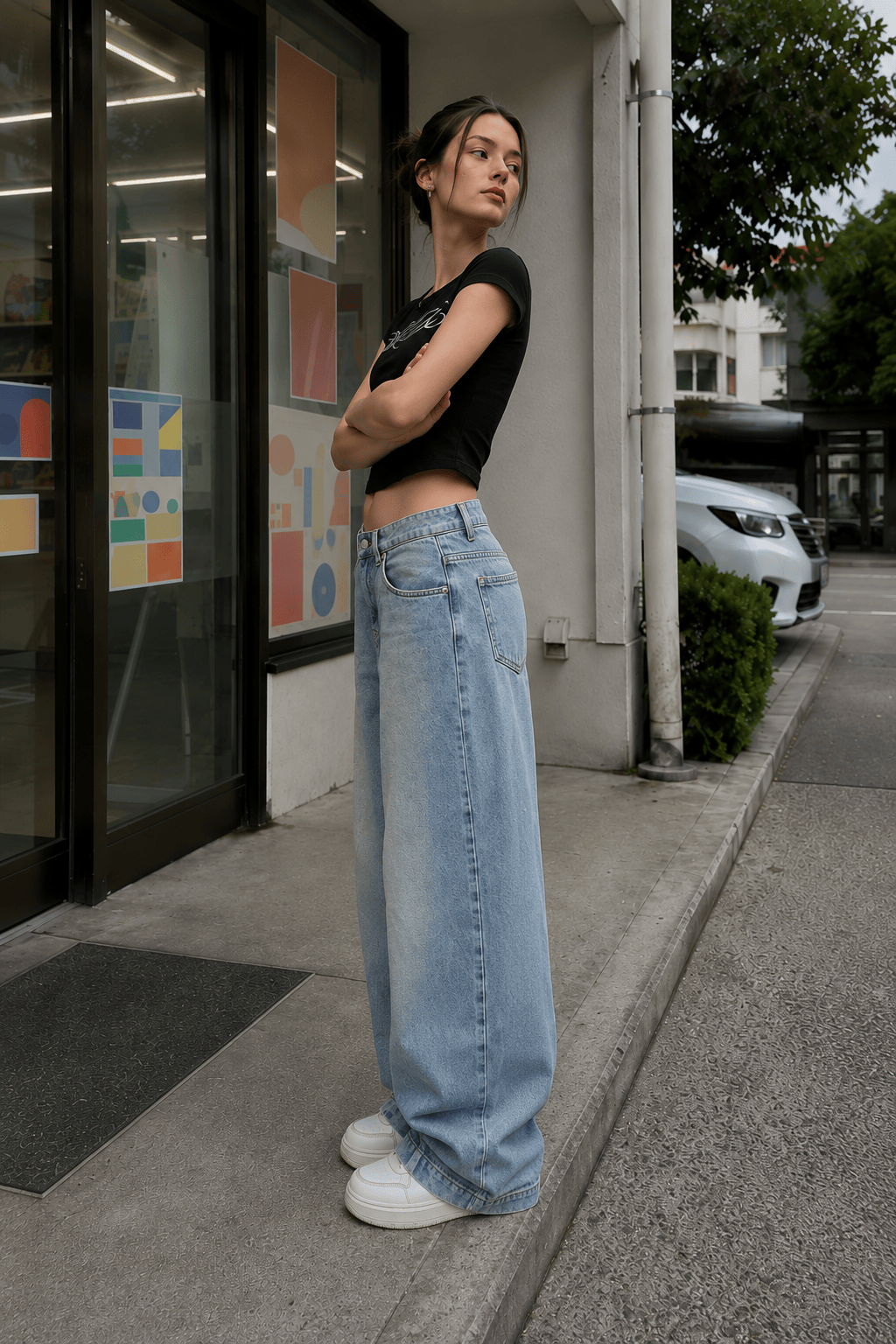 Loose Fit Reverse Pocket Jeans