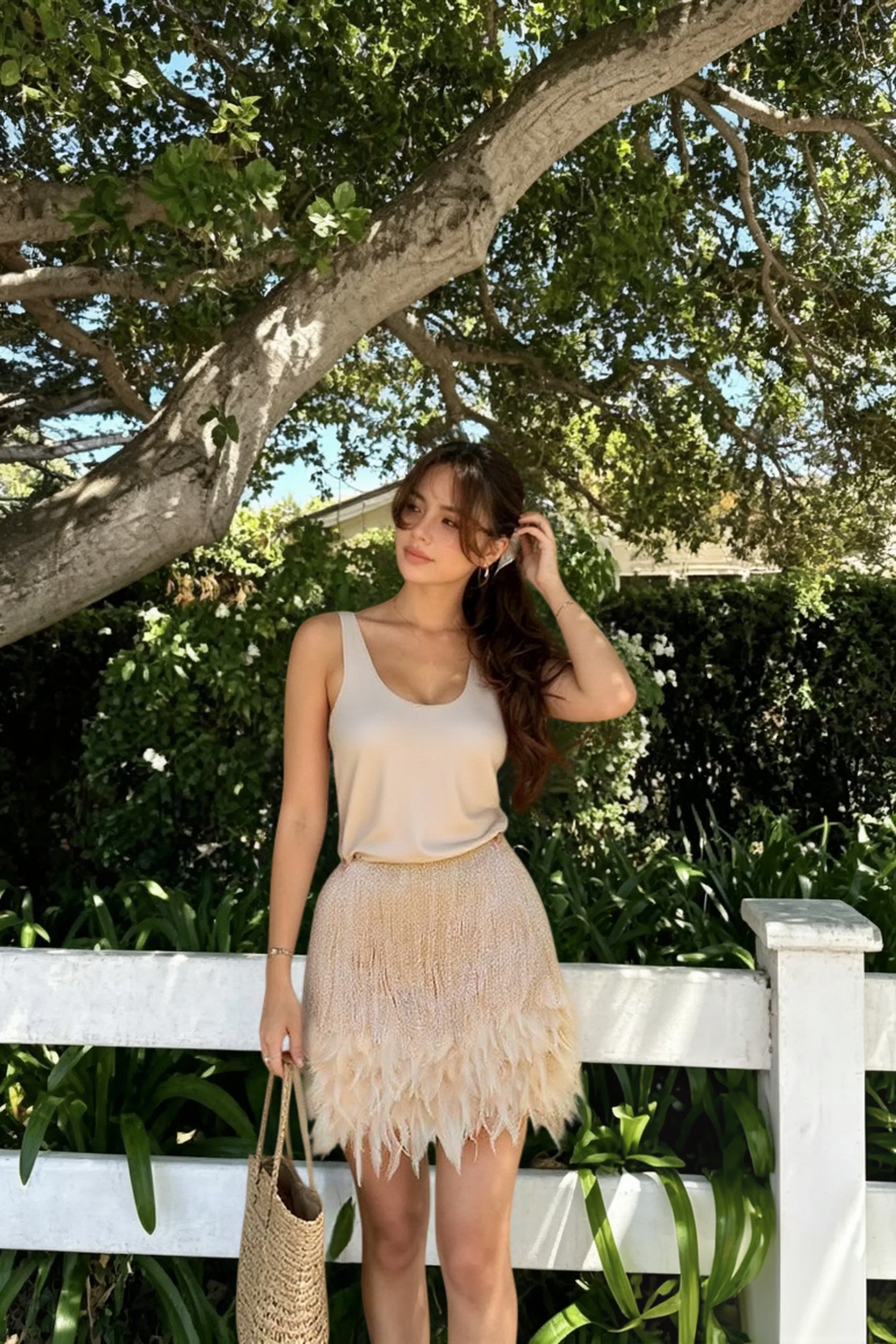 Y2K Sequins Feather Sleeveless Mini Skirt