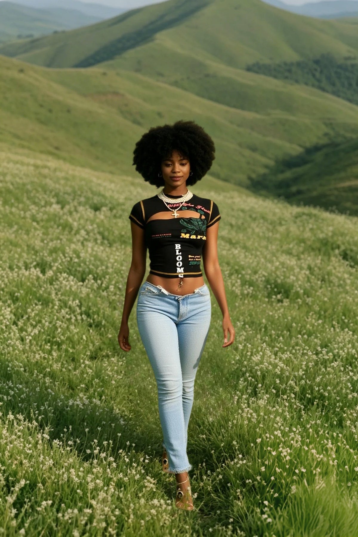 Hollow Out Print Y2K Crop Top