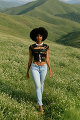 Hollow Out Print Y2K Crop Top