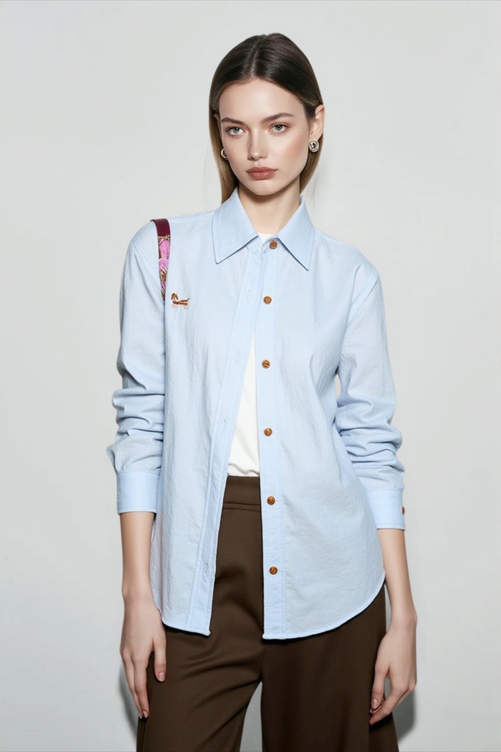 Linen Blend Embroidered Blouse