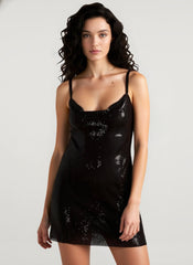 Slim Open Back Off-Shoulder Sequin Dress