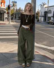 Washed Curved Loose Slouchy Floor-length Jeans