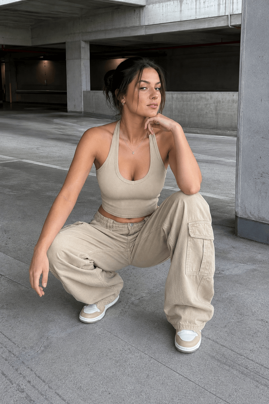Denim Street Multi-Pocket High Waist Cargo Pants