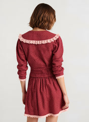 Vintage Polka Dot Peter Pan Collar Puff Sleeve Mini Dress