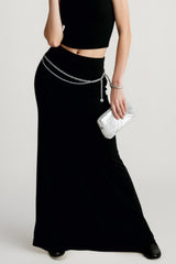 American Retro Solid Color Draped Skirt