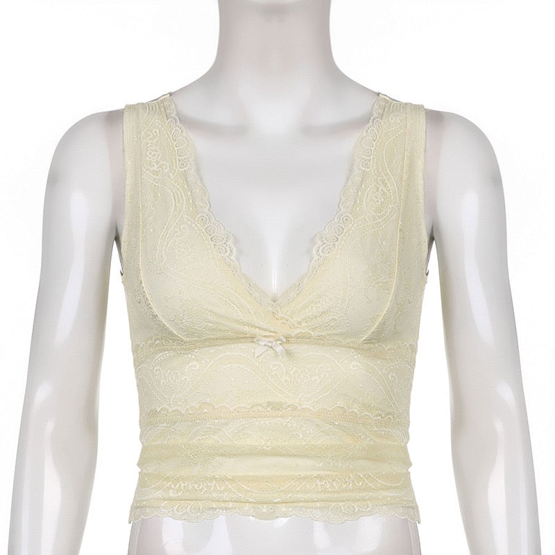V-Neck Lace Tank Top