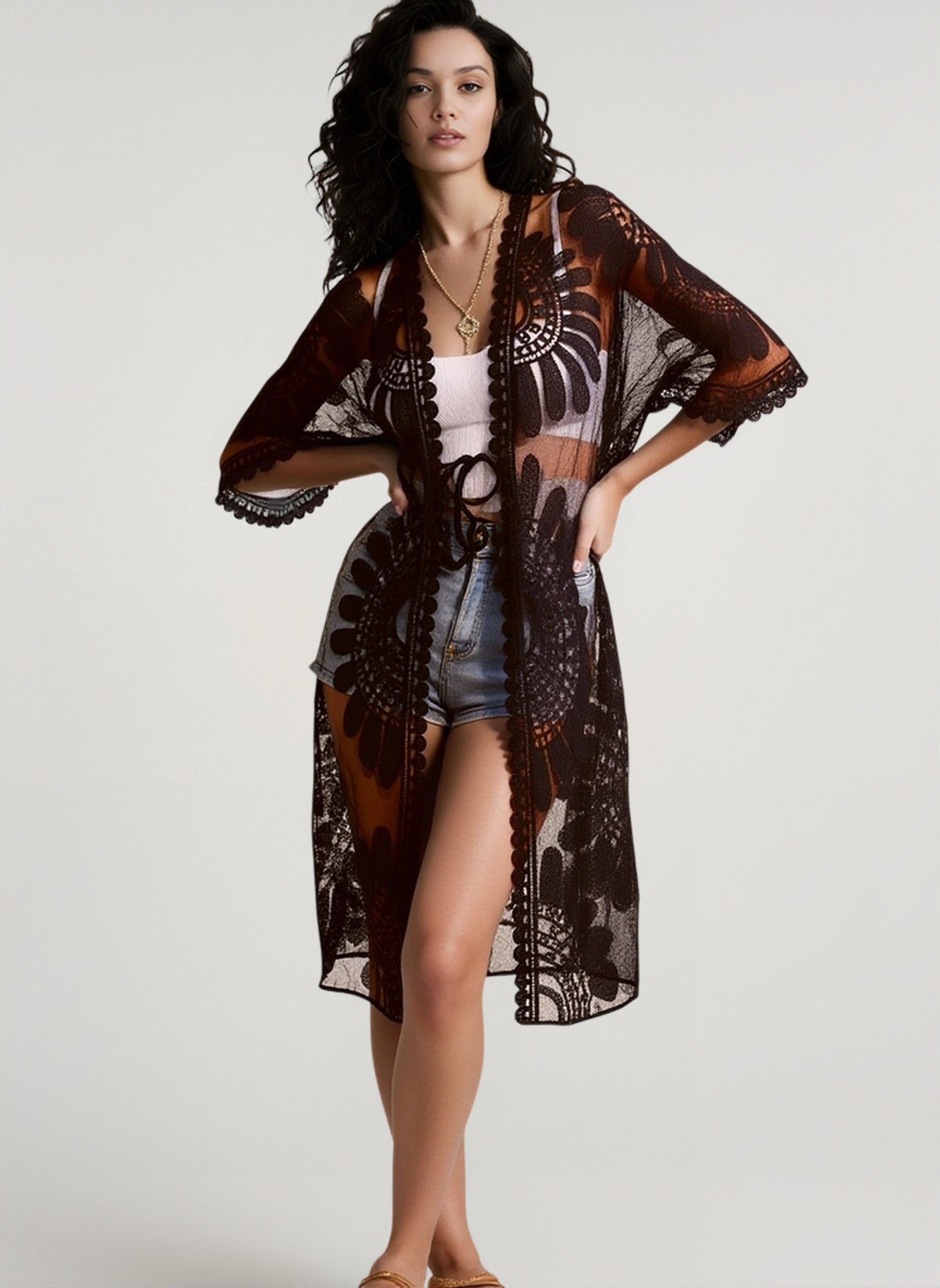 Lace Embroidered Bikini Cover Up