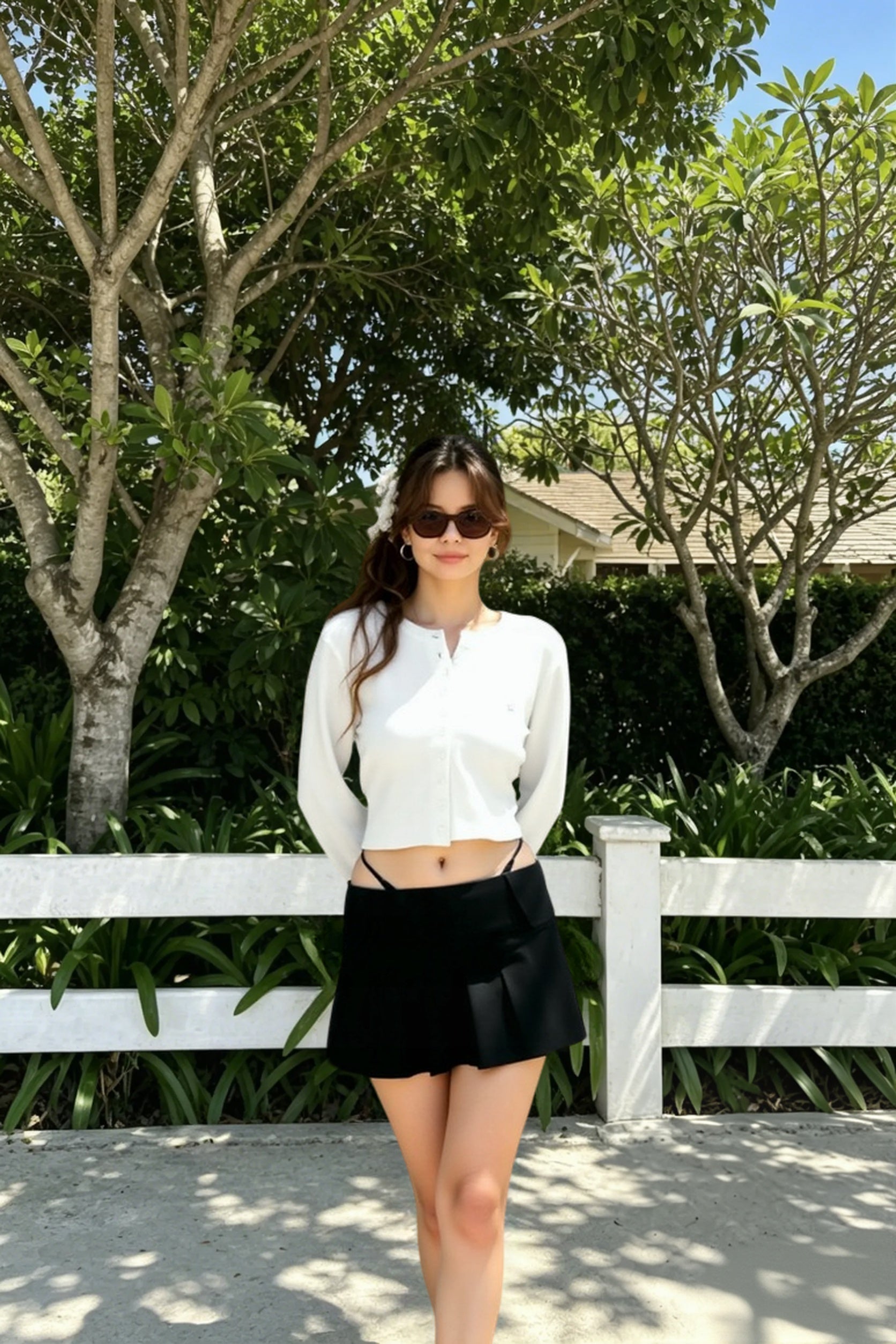 Embroidered Button Crop Cardigan